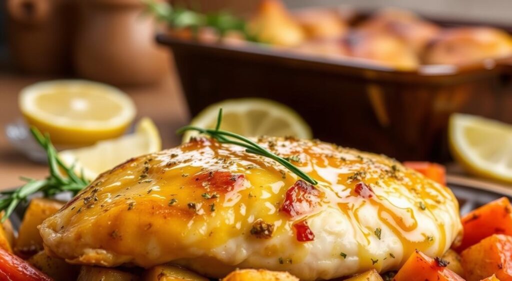 Lemon Garlic Chicken Bake