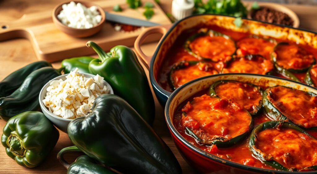 Preparing Chiles Rellenos Casserole