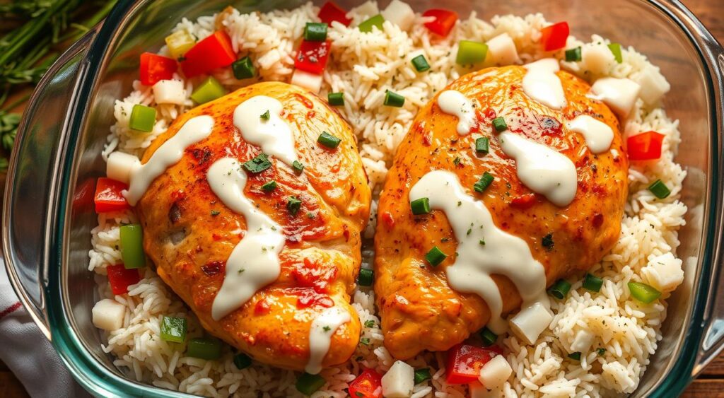 Ranch Chicken and Rice Bake preparation