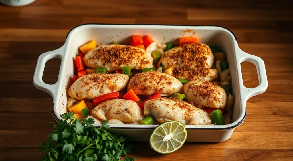 chicken fajita casserole preparation