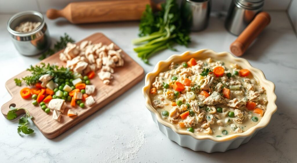 chicken pot pie casserole preparation