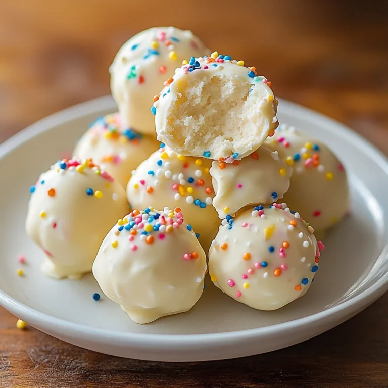A plate of delicious homemade birthday cake truffles, drizzled with chocolate