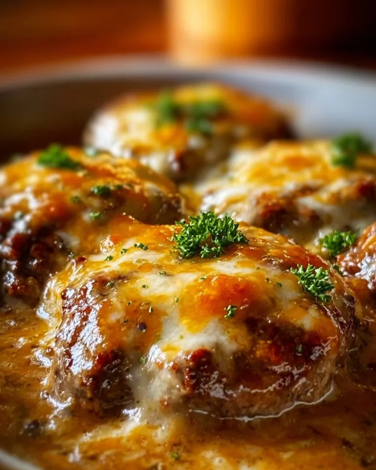 Delicious Amish Hamburger Steak Bake served with rustic sides on a wooden table.