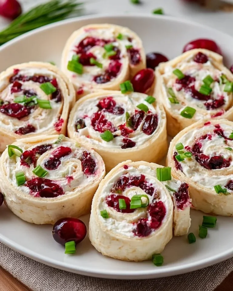 Delicious festive Christmas Cranberry Roll Ups served on a holiday table.