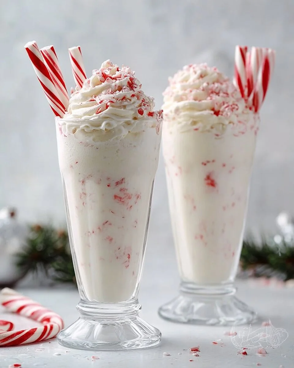 Festive peppermint float with whipped cream and candy canes for Christmas