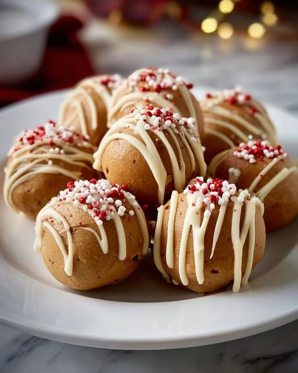 Delicious gingerbread truffles topped with festive sprinkles on a plate