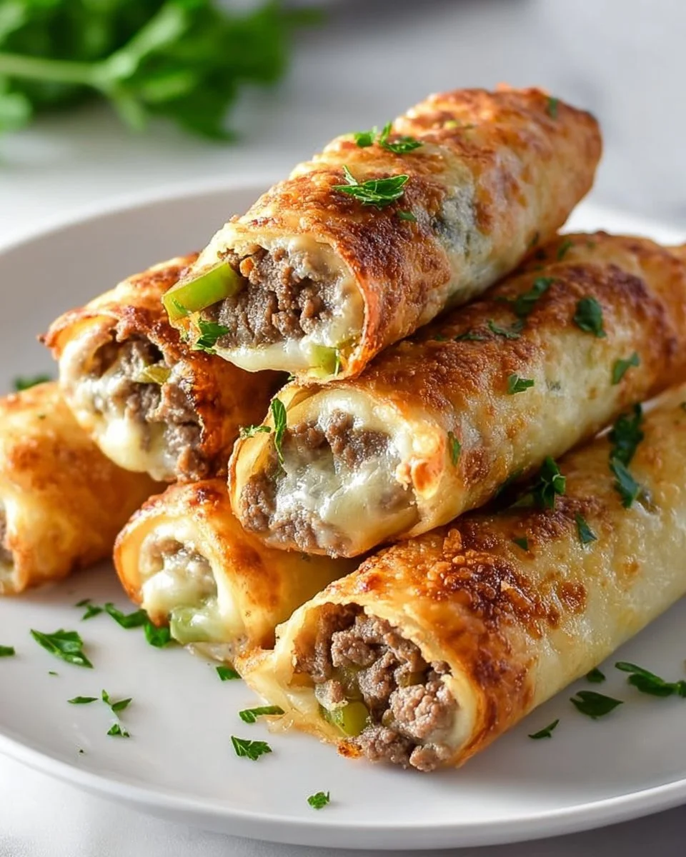 Keto Philly Cheesesteak Roll Ups served on a plate with fresh toppings