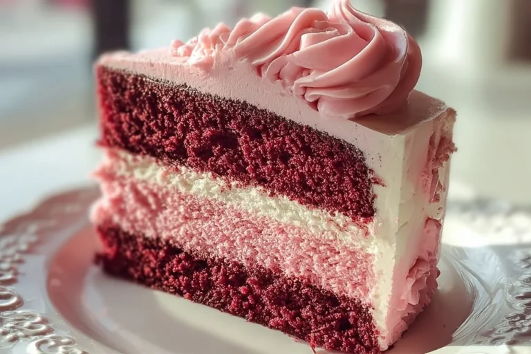 Mother's Day Pink Velvet Cake decorated with cream cheese frosting and flowers