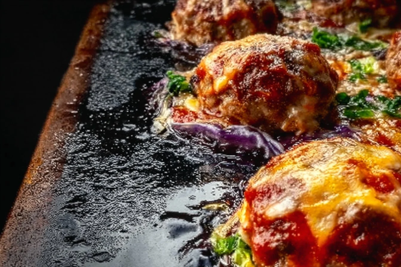 Delicious oven-baked cabbage burgers served on a plate with toppings