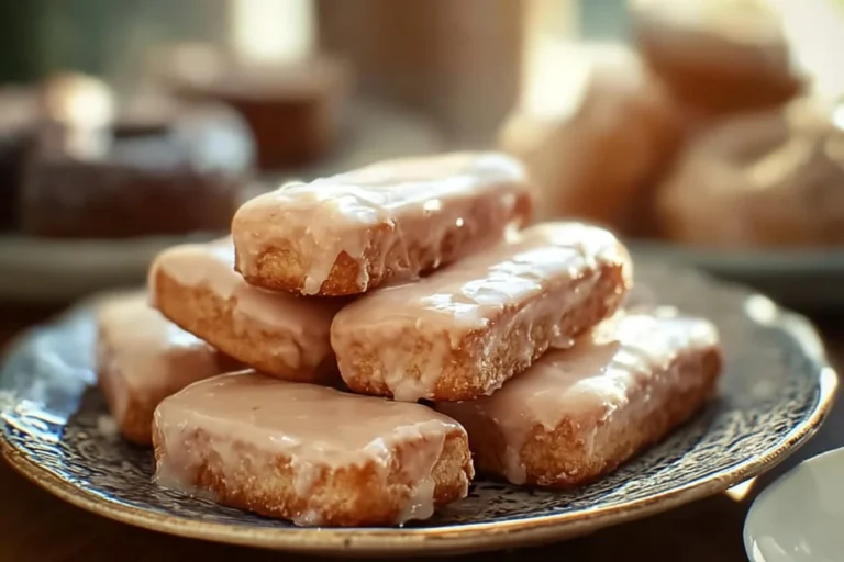 Soft baked maple donut bars on a plate, perfect for breakfast or dessert.