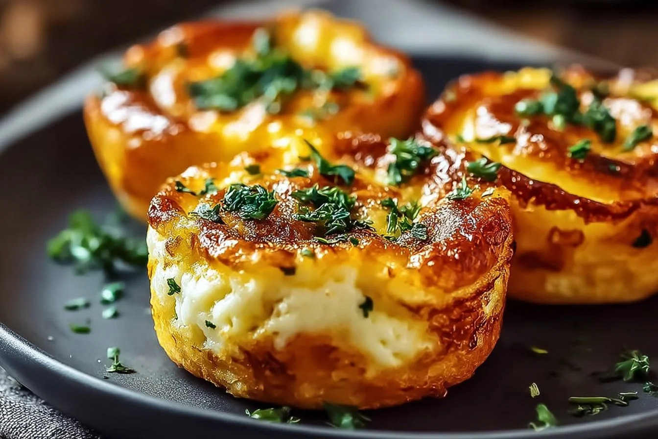 Delicious baked cottage cheese eggs served in a dish.
