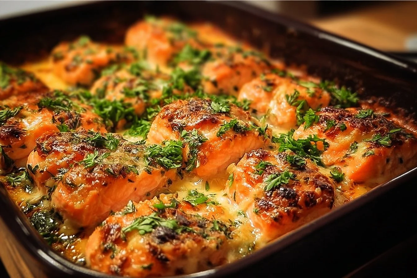Plate of Bang Bang Salmon garnished with herbs and lime.