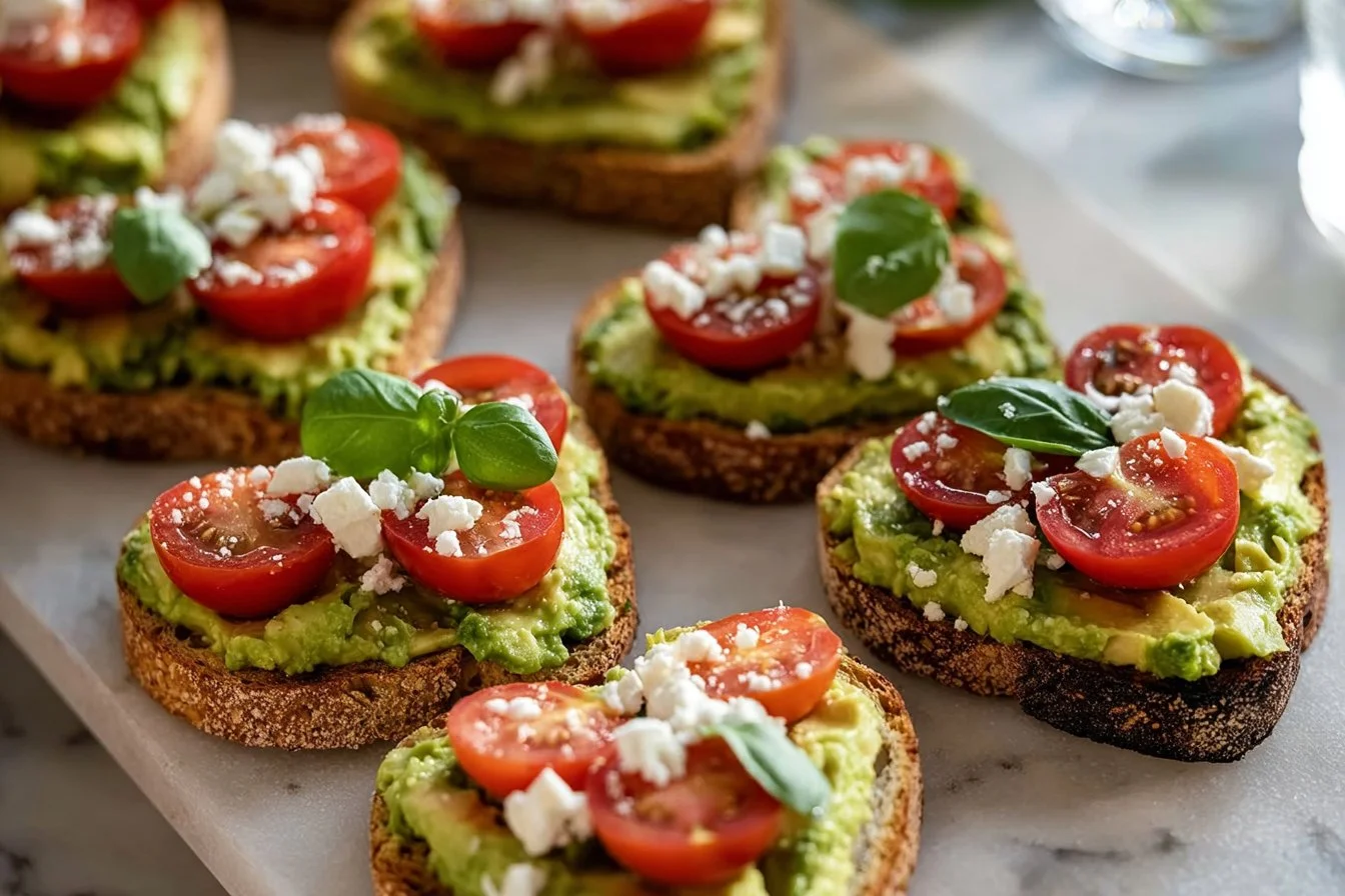Cranberry Brie Crostini topped with walnuts on a wooden serving platter.