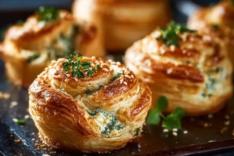 Cream cheese spinach puffs baked to golden perfection, perfect for appetizers.