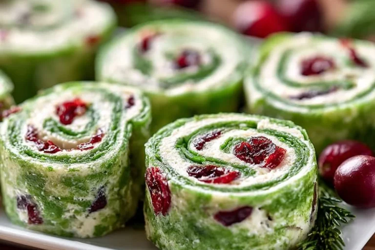 Delicious Christmas Cranberry Pinwheels served on a festive platter