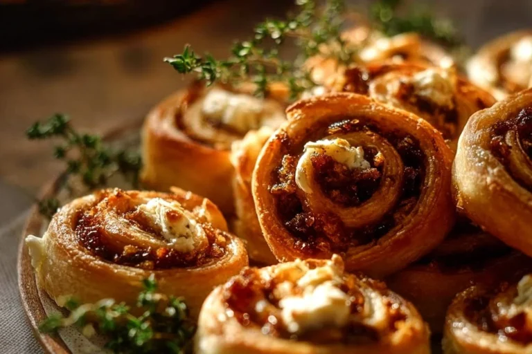 Delicious Fig and Goat Cheese Pinwheels served on a platter