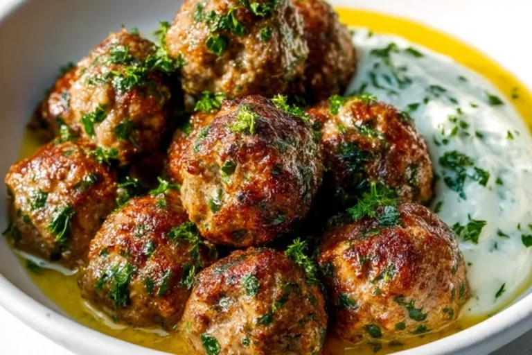 Delicious Keto Greek Meatballs (Keftedes) served with a fresh side