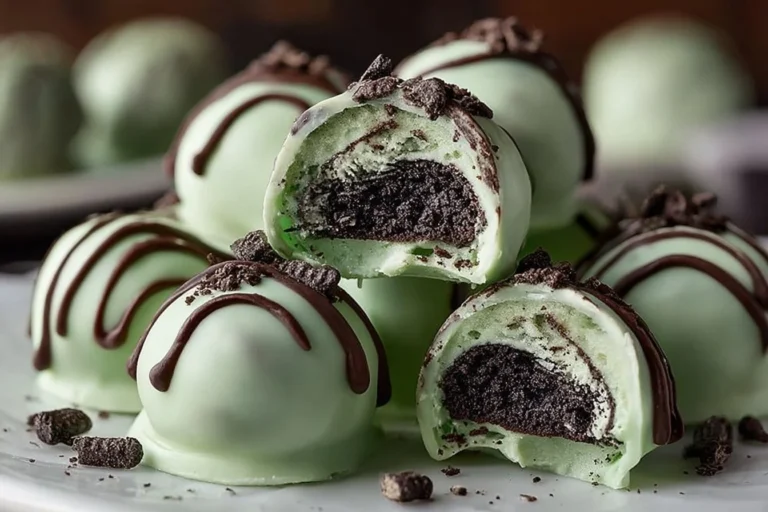 Mint Oreo Truffles made with crushed Oreos and a rich mint chocolate coating