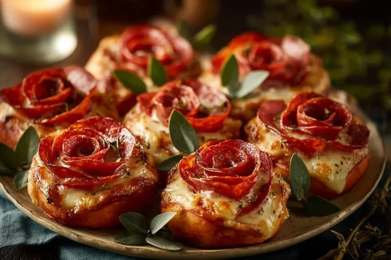 Romantic heart-shaped pizza roses for Valentine's Day