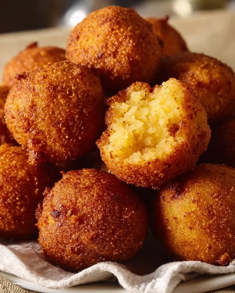 Delicious crispy hush puppies served as a side dish.