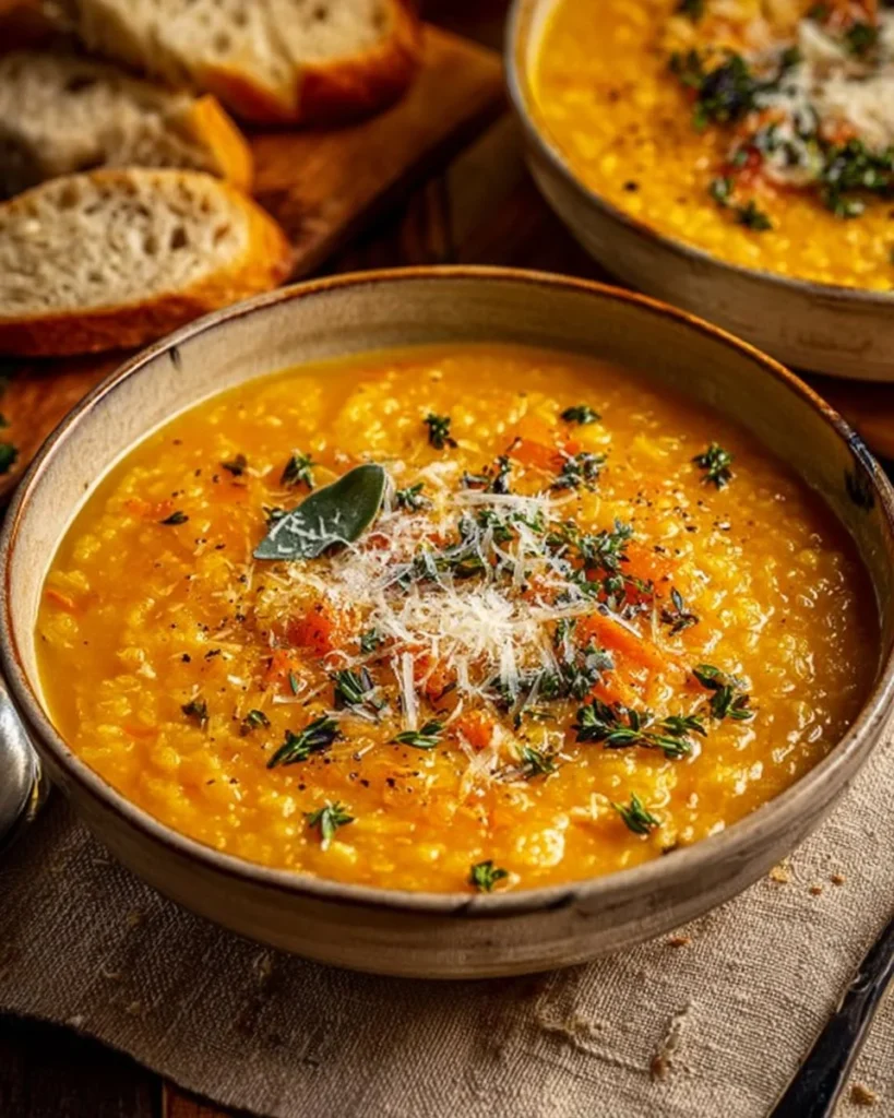 A bowl of Italian Penicillin Soup with fresh ingredients and herbs