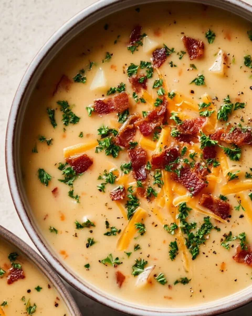 Delicious bowl of Outback Potato Soup topped with cheese and chives.