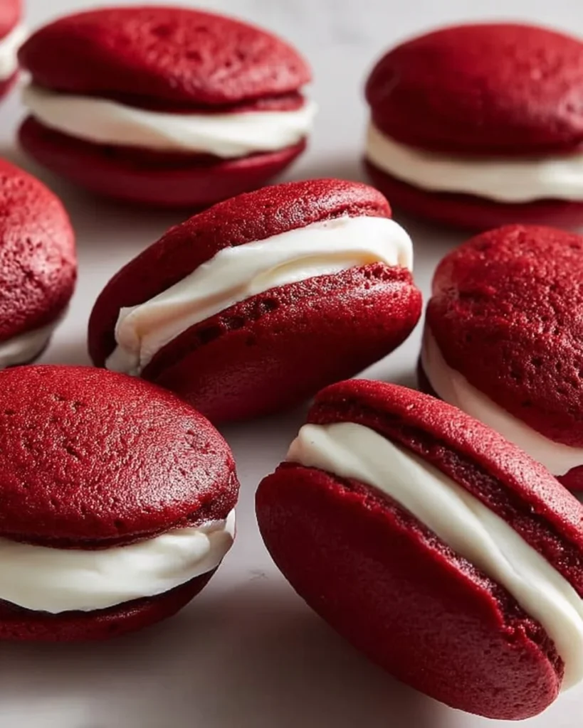 Delicious Red Velvet Whoopie Pies with creamy filling