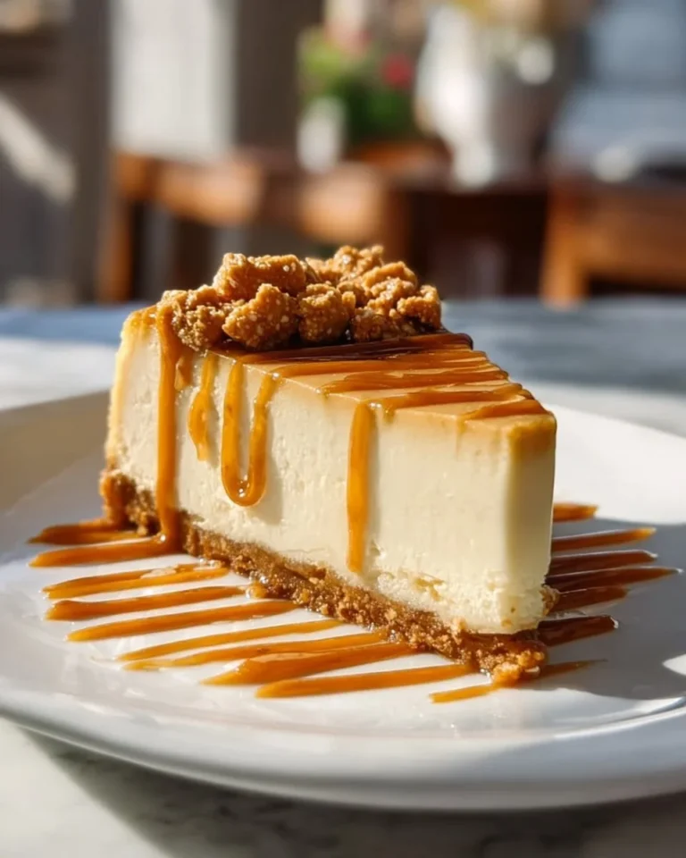 Delicious rich butterscotch cheesecake with a buttery crust and creamy topping