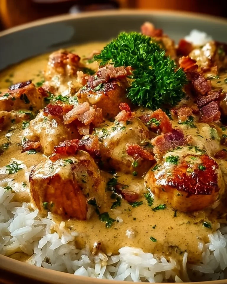 Plate of smothered chicken served over rice with gravy and vegetables