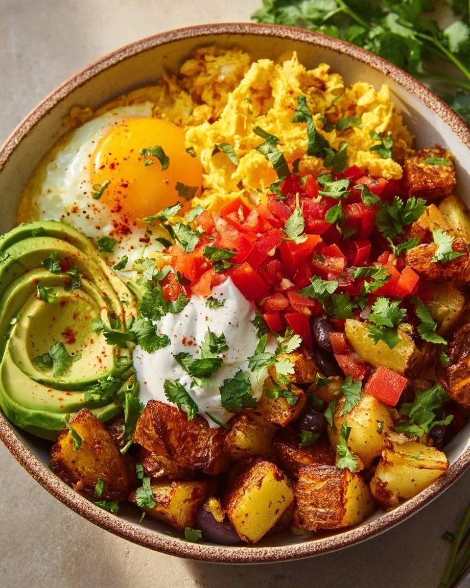 Southwest Spice Green Chile Bowl topped with fresh ingredients and vibrant colors