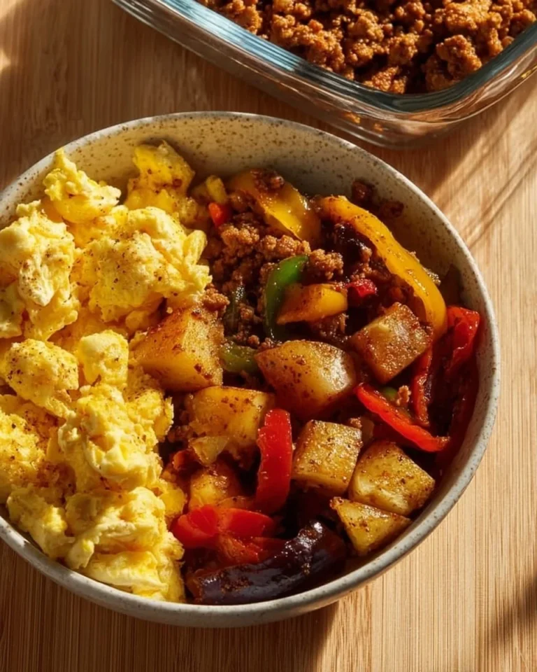 Delicious Tex-Mex Protein Breakfast Bowl with eggs, beans, and avocado