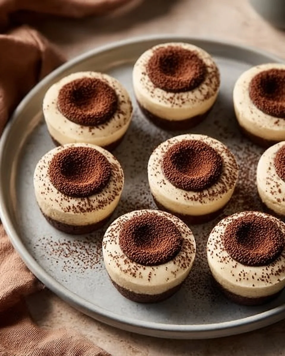 Delicious tiramisu cookie cups topped with cocoa and cream