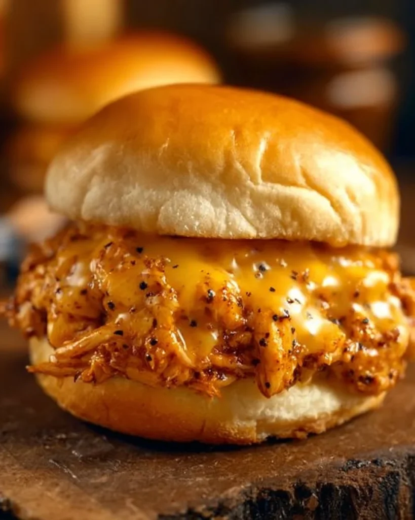 Cajun Chicken Sloppy Joes served with creamy cheese sauce