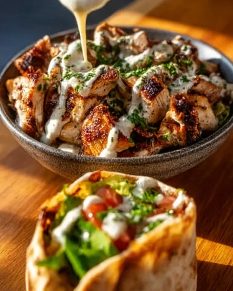 Delicious Chicken Shawarma served with garlic sauce and fresh vegetables