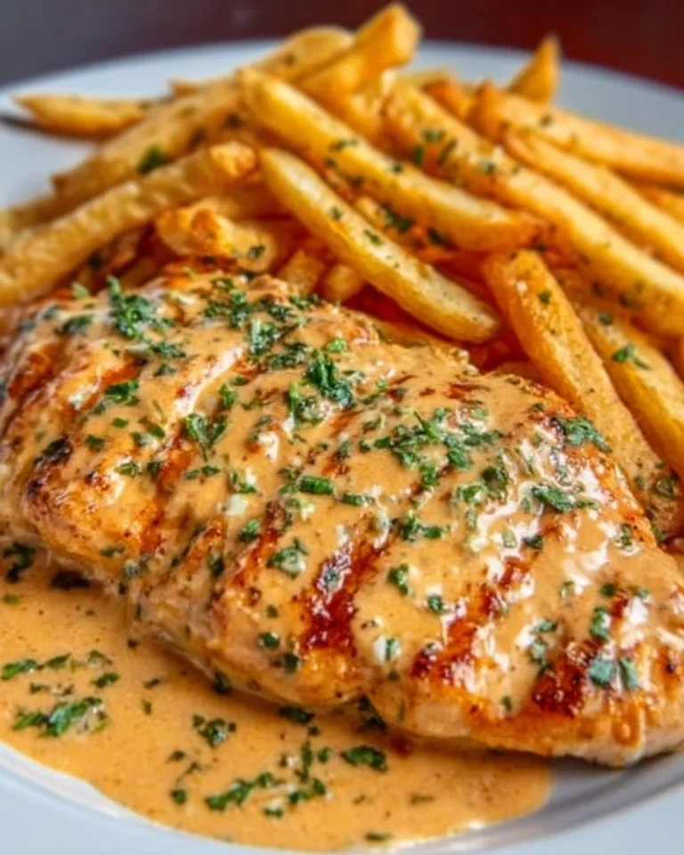Delicious garlic parmesan chicken served on a plate with herbs