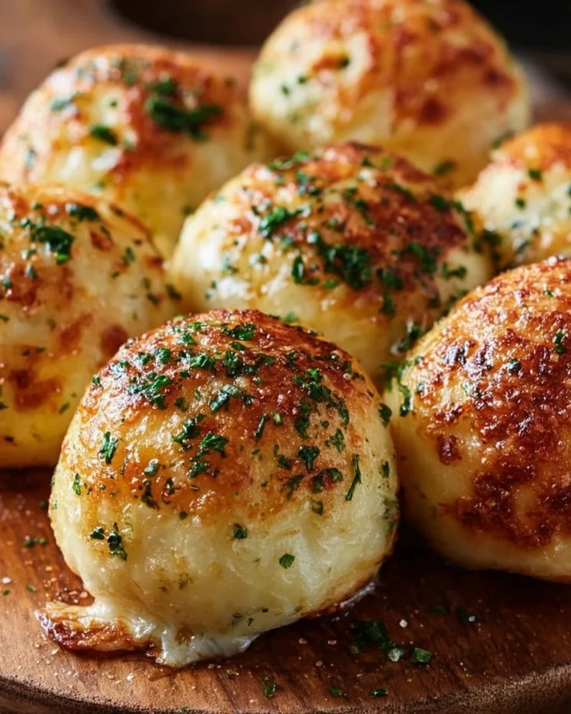 Delicious cheesy garlic butter bites freshly baked and served hot