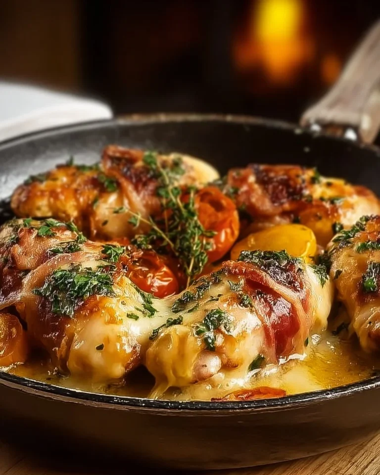 Plate of Italian Chicken Saltimbocca with prosciutto and sage garnishes.