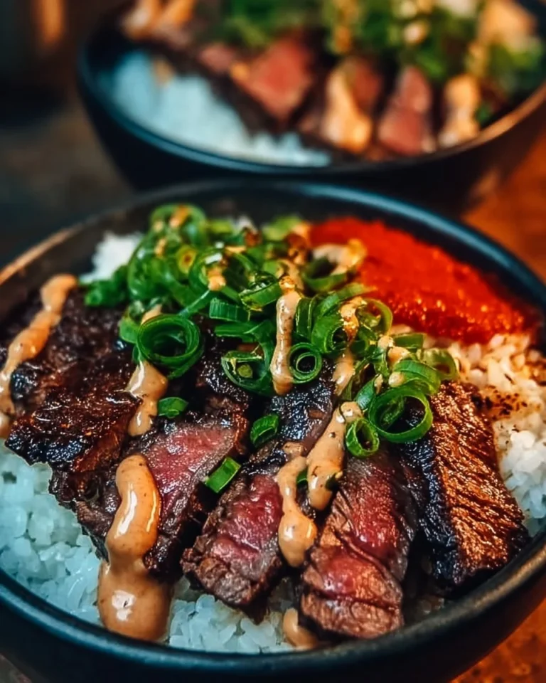 Delicious Korean BBQ steak bowls served with fresh vegetables and rice