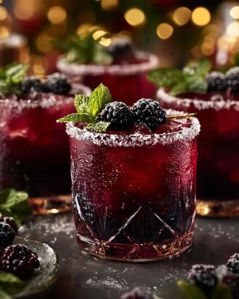 Magical Midnight Frost Christmas Punch served in a festive glass