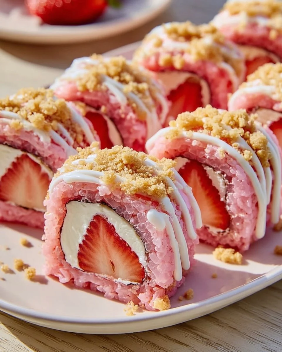 Strawberry Shortcake Cheesecake Sushi Rolls - No-Bake Dessert Recipe