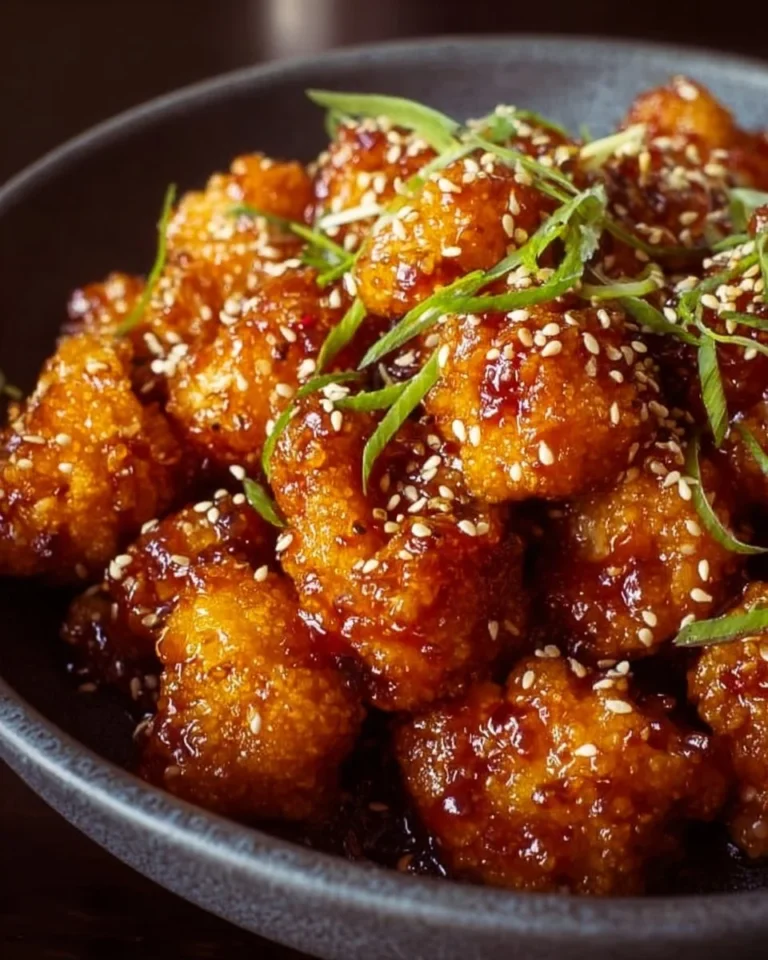 Sticky honey garlic cauliflower dish served as a healthy dinner option