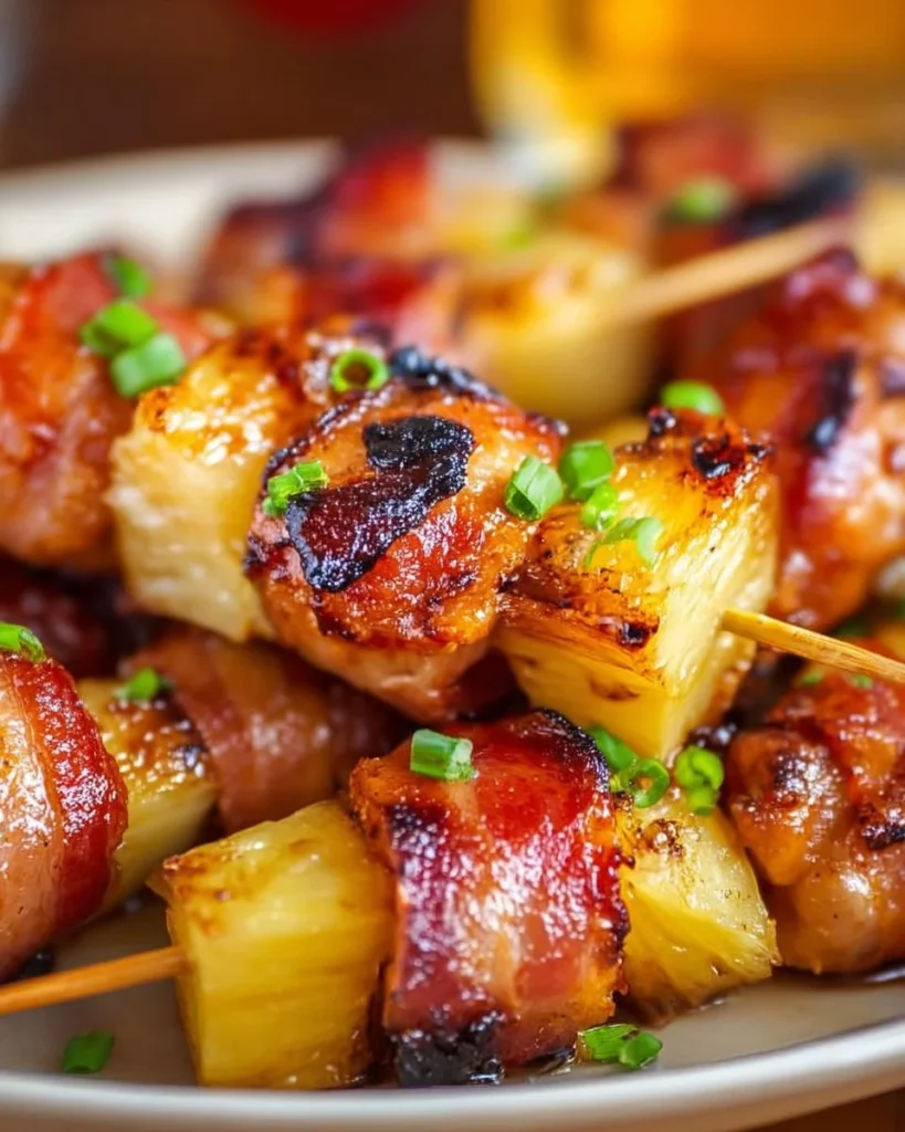 Delicious easy bacon wrapped chicken teriyaki bites served on a platter