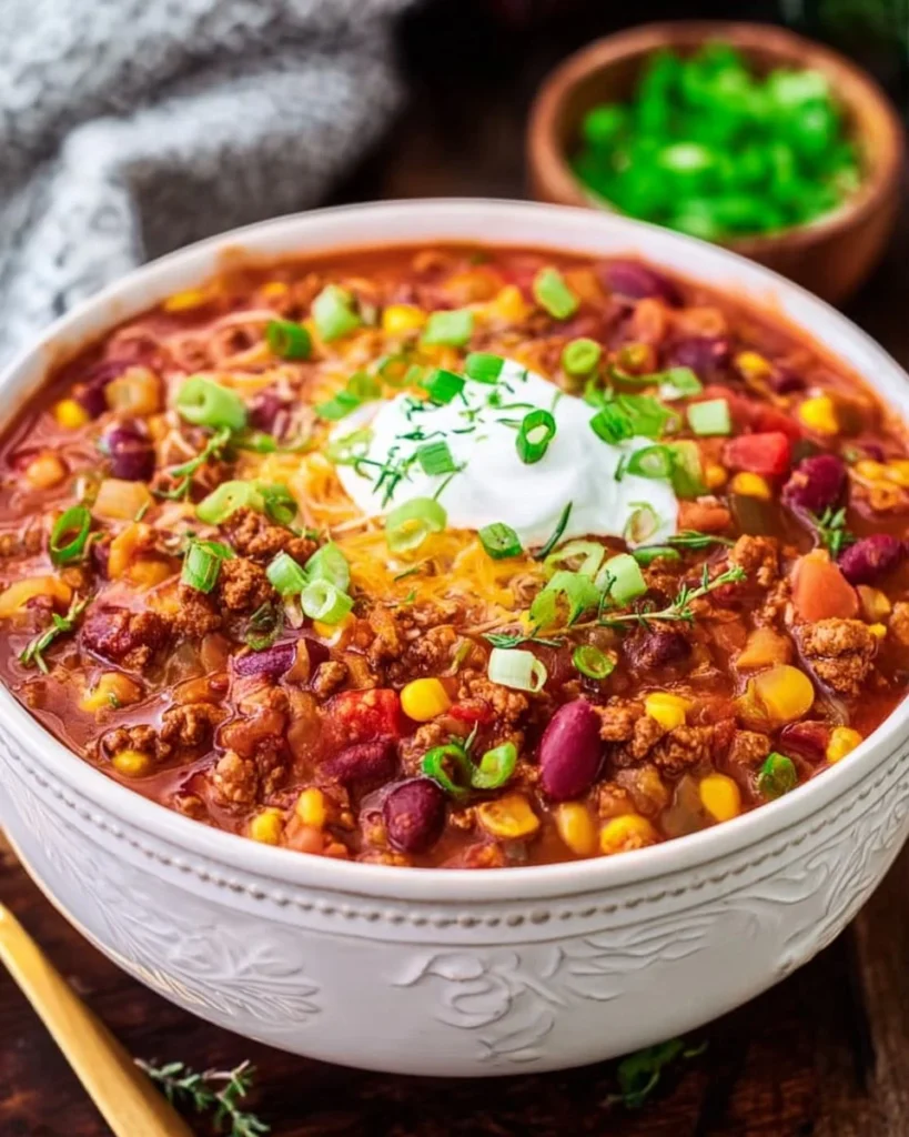 Bowl of easy taco soup garnished with cilantro and cheese