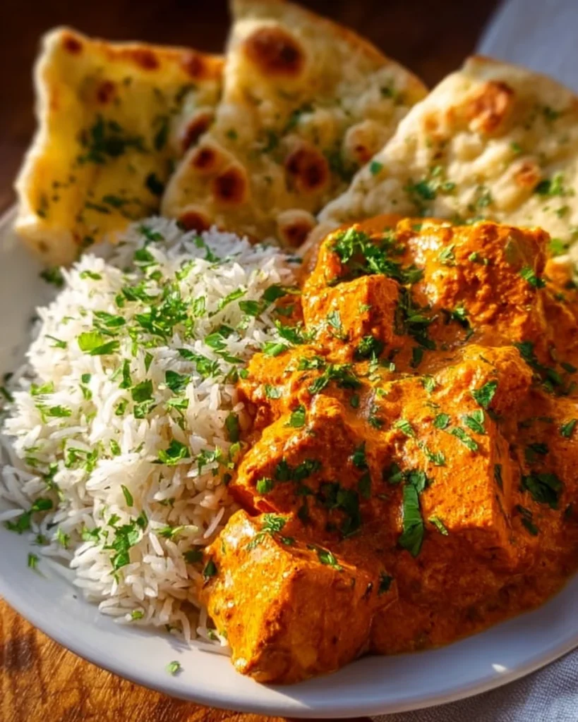 Delicious easy Tofu Tikka Masala served in a bowl with naan bread