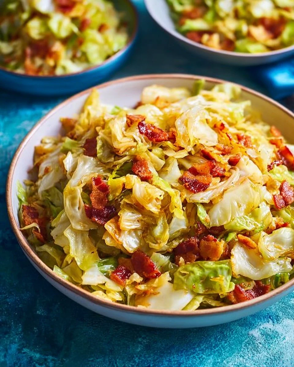 Delicious plate of fried cabbage with spices and seasonings