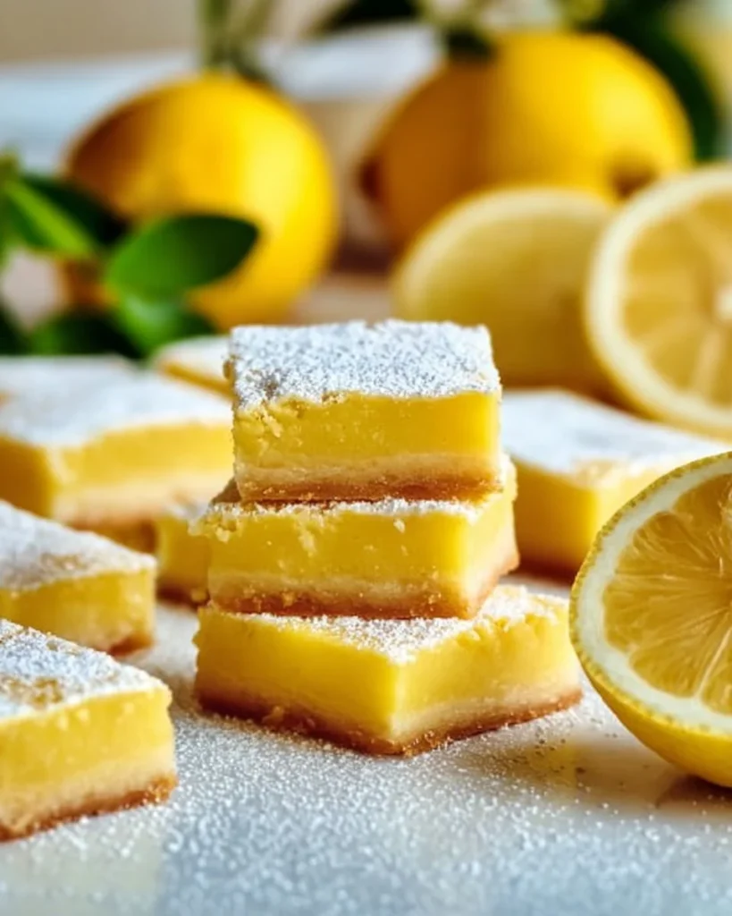 Delicious homemade lemon bars with a tangy lemon topping and crumbly crust