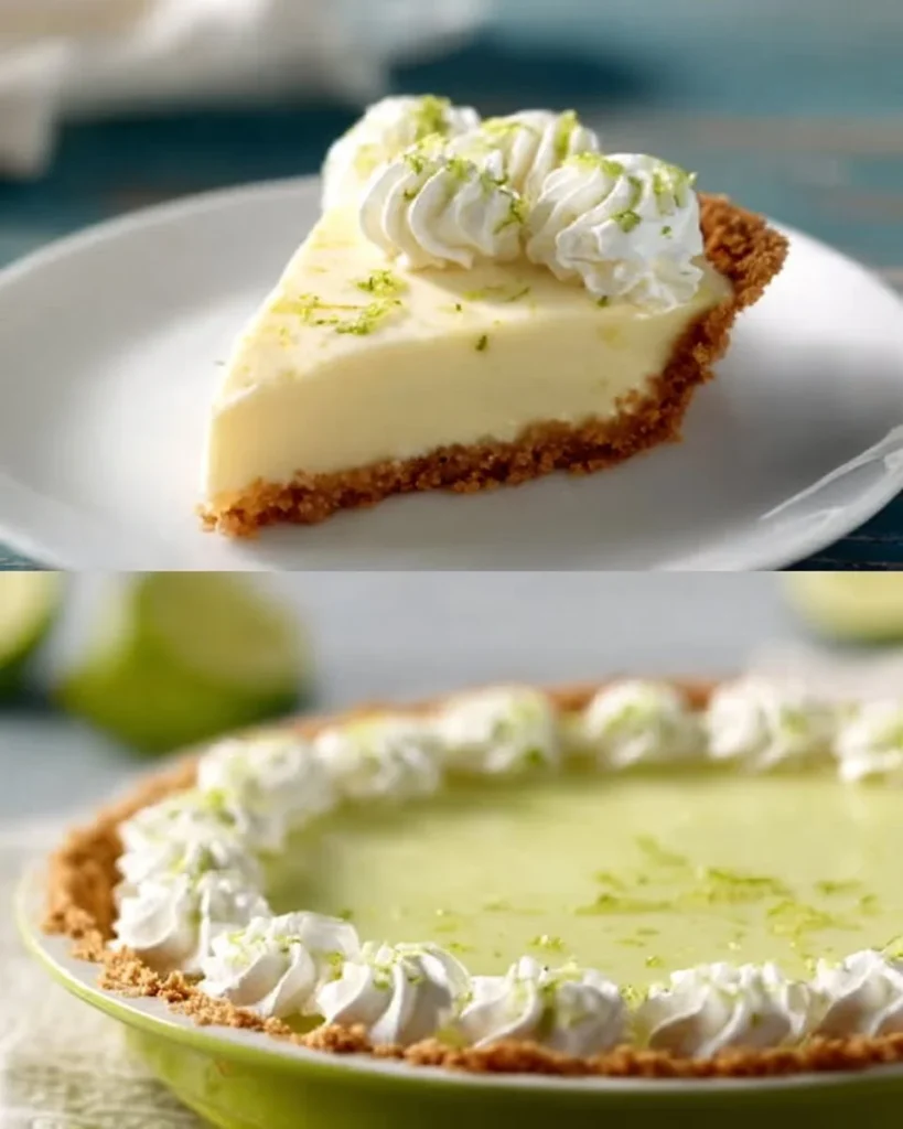 Slice of ultimate Key Lime Pie with a creamy filling and graham cracker crust