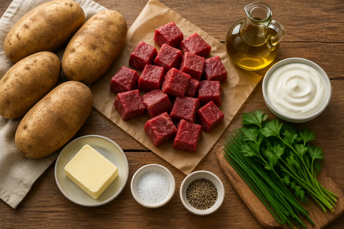 Loaded Baked Potato with Steak Bites