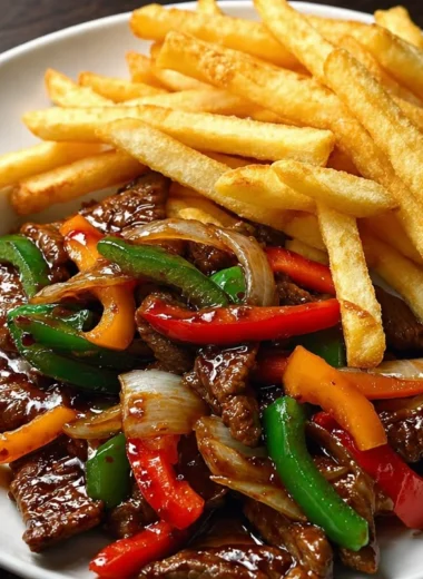 Sizzling Beef Pepper Plate with tender beef and colorful peppers