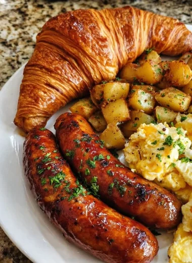 Ultimate breakfast plate with eggs, bacon, toast, and fresh fruit